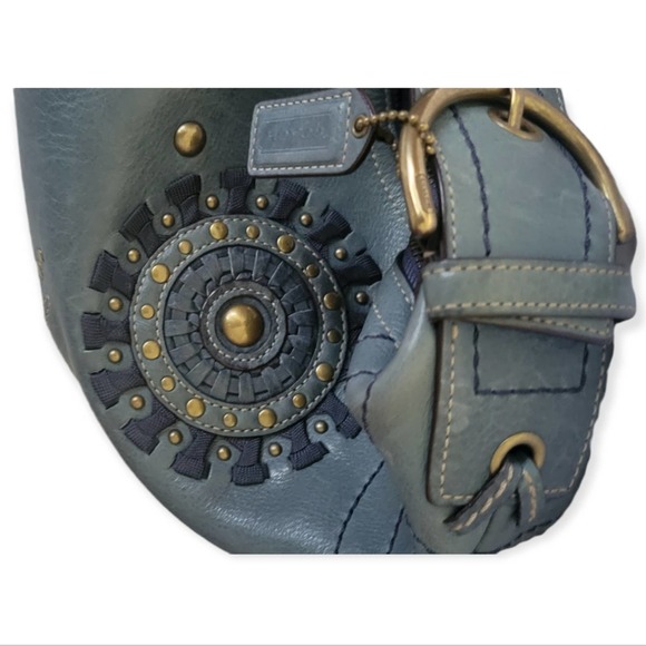 AUTHENTIC COACH MIA HOBO STUDD LEATHER BLUE WOMEN PURSE D063-10063 - Picture 8 of 8